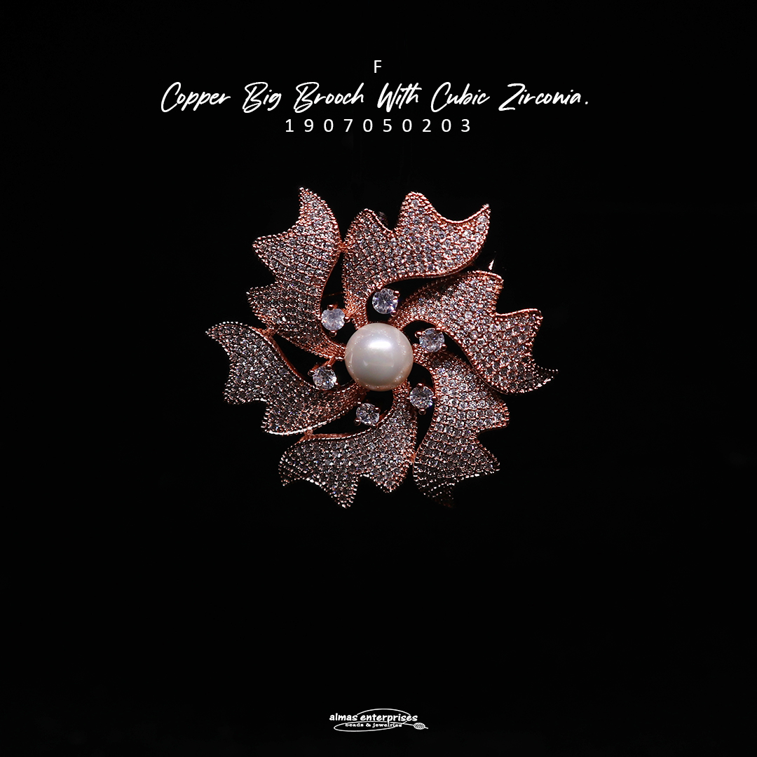  Copper Big Brooch With CZ F