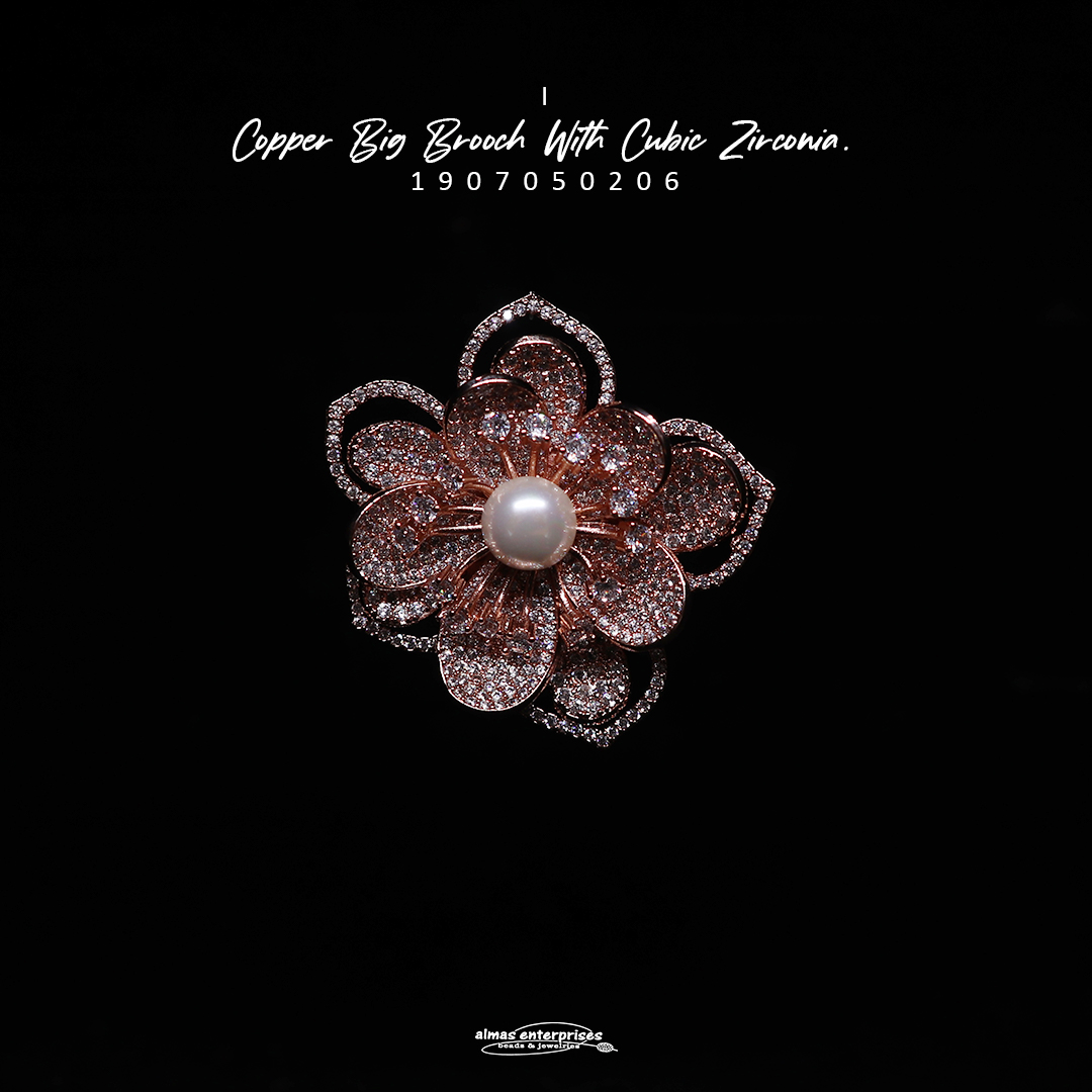  Copper Big Brooch With CZ I