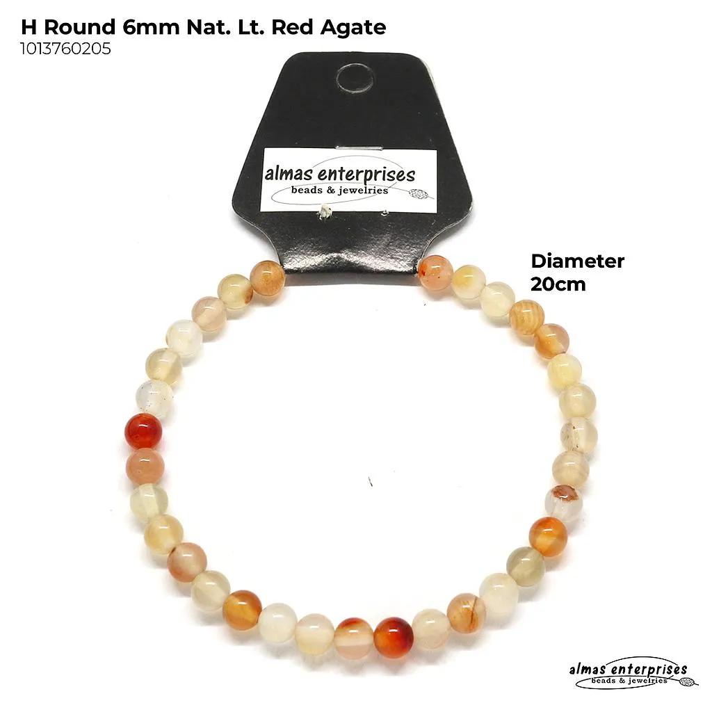 [1013760105] H. Round Natural Lt Red Agate (4mm)