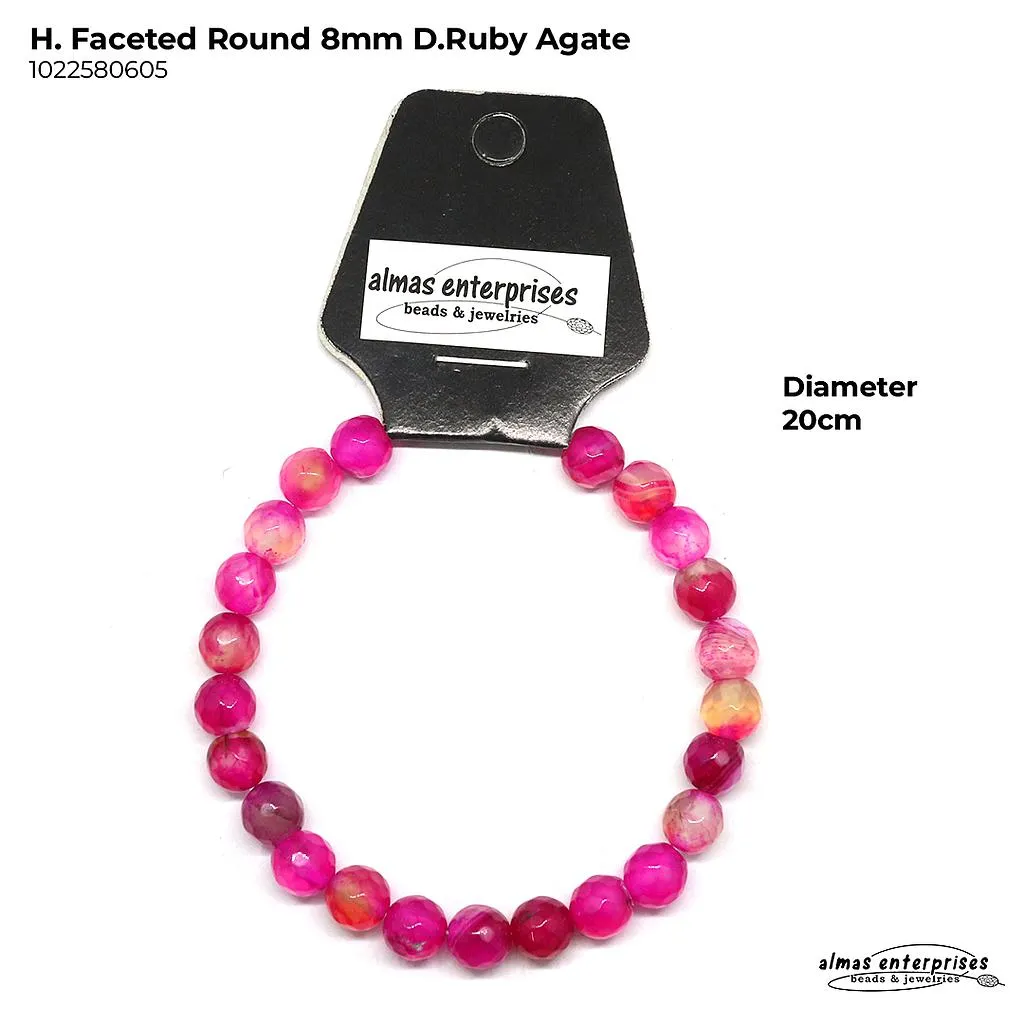 [1022540205] H. Faceted Round D.Ruby Agate (4mm)