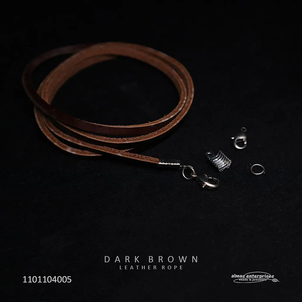 [1101104005] 80cmDark Brown Leather Rope