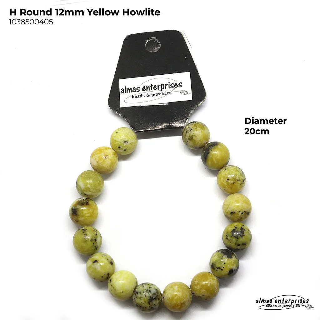 [1038500605] H. Round Yellow Howlite (4mm)