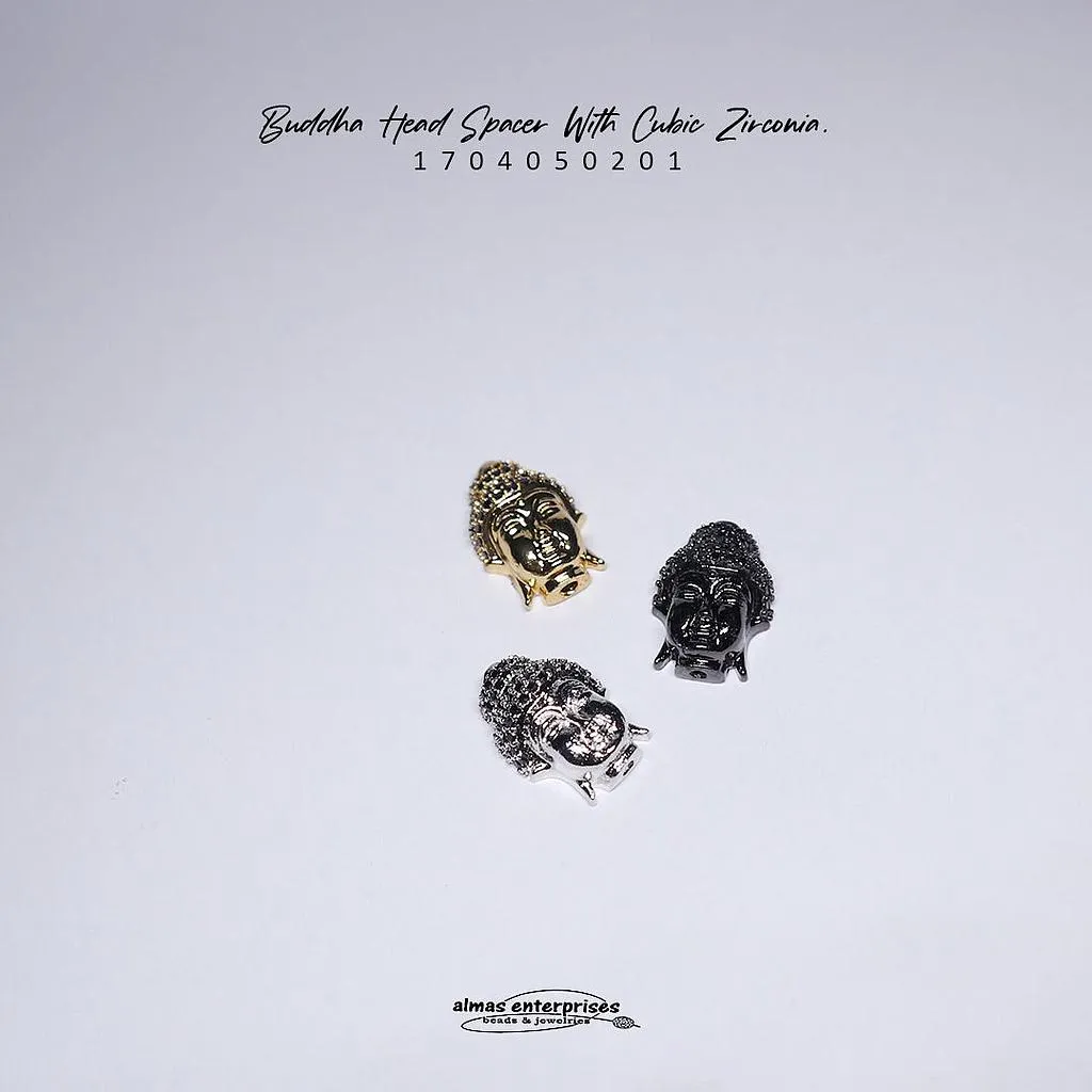 [1704050201] Buddha Head Spacer With CZ