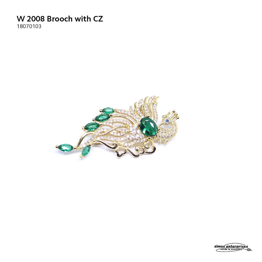 W 2008 Brooch With CZ