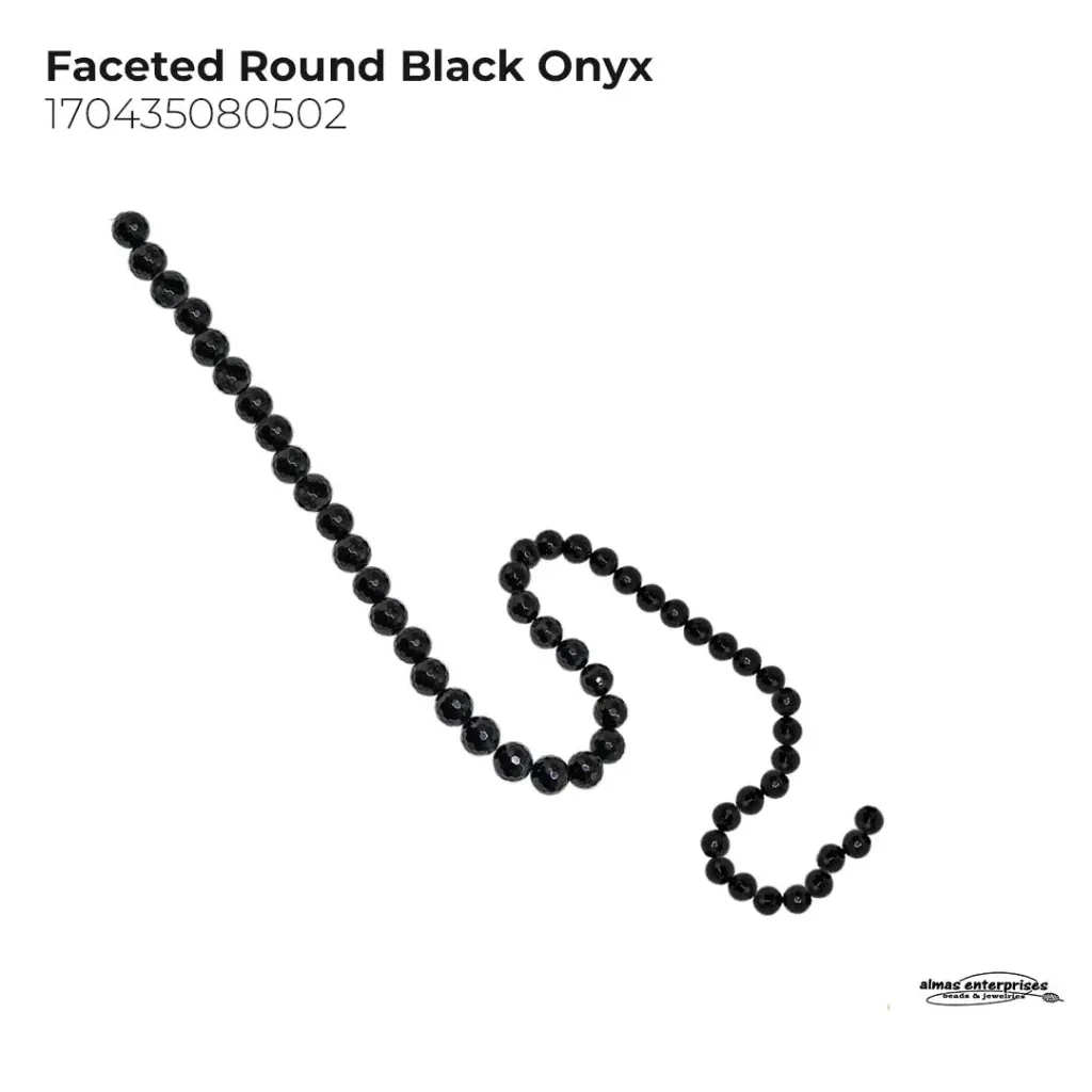 [170435080502] Faceted Round Black Onyx (4mm)