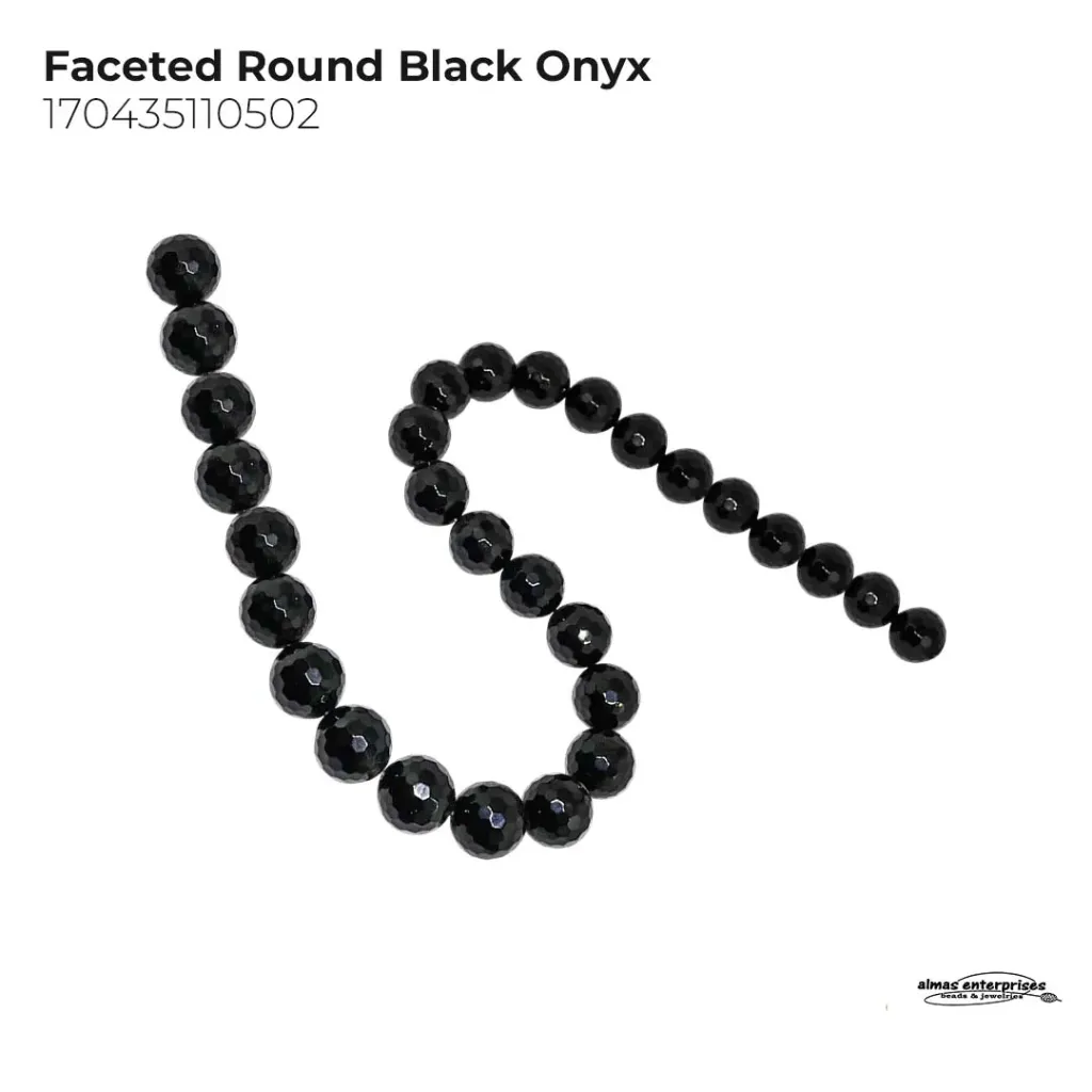 Faceted Round Black Onyx