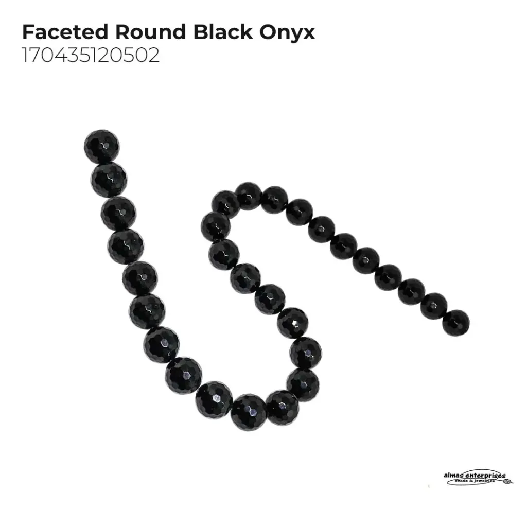 Faceted Round Black Onyx