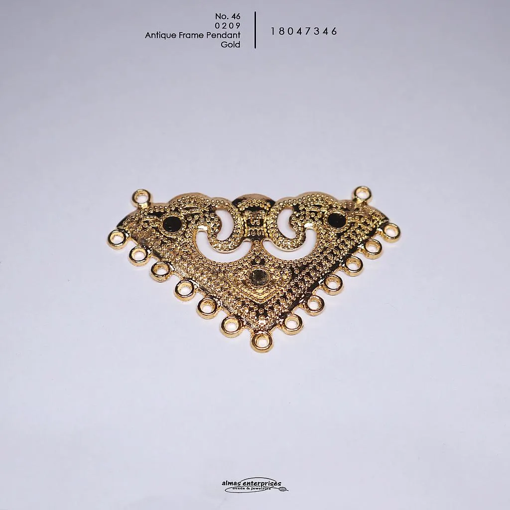 [18047346] No.46 0209 Antiq Frame Pendant (Gold)