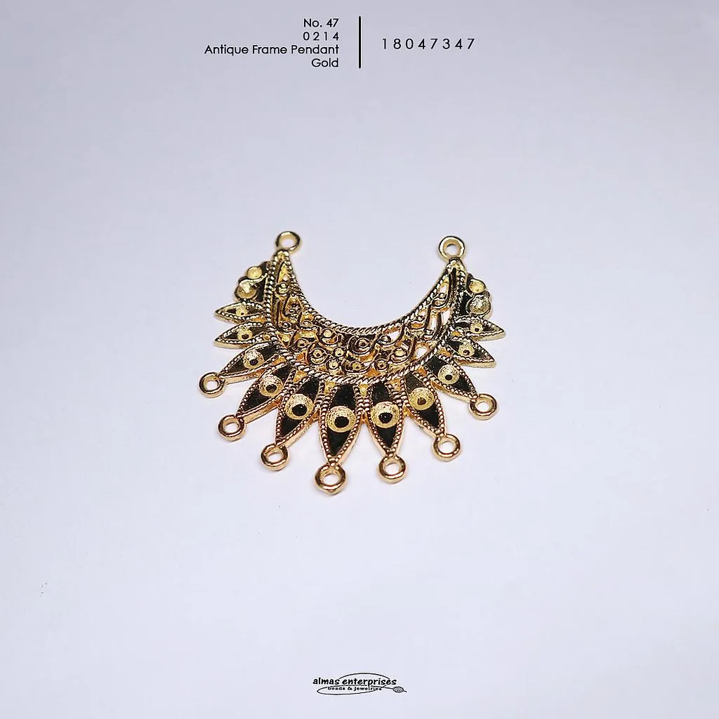 [18047347] No.47 0214 Antiq Frame Pendant (Gold)