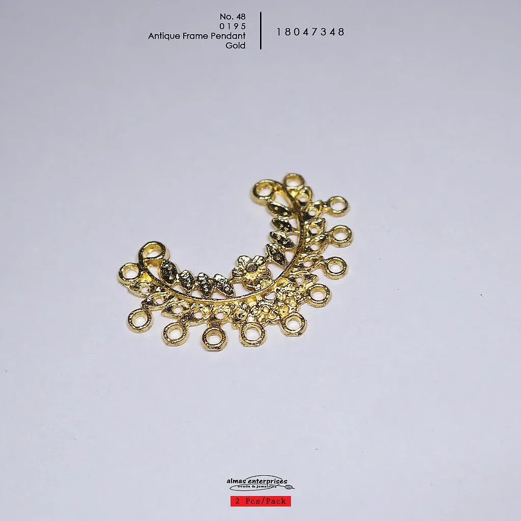 [18047348] No.48 0195 Antiq Frame Pendant/2 (Gold)