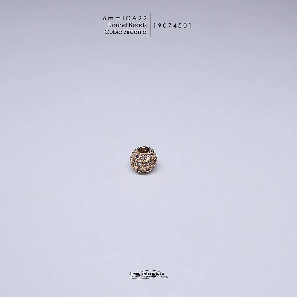 [19074501] CA 99 Rd 6mm CZ Beads (Gold)