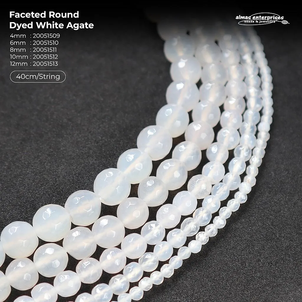 Faceted Round D.White Agate