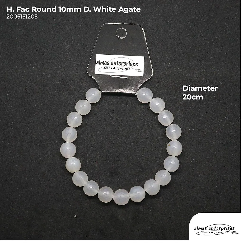 H. Faceted Round D. White Agate