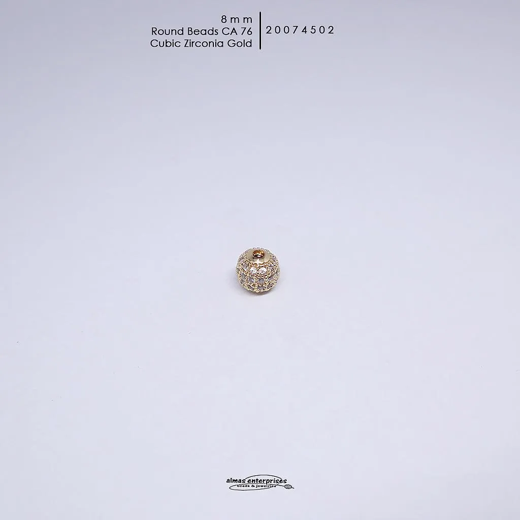 [20074502] CA 76 Rd 8mm CZ Beads (Gold)