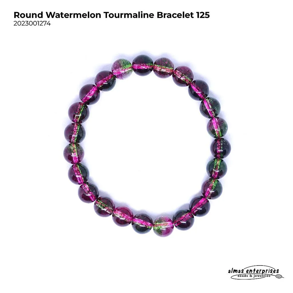[2023001274] Round D.Watermelon Tourmaline Bracelet (125)