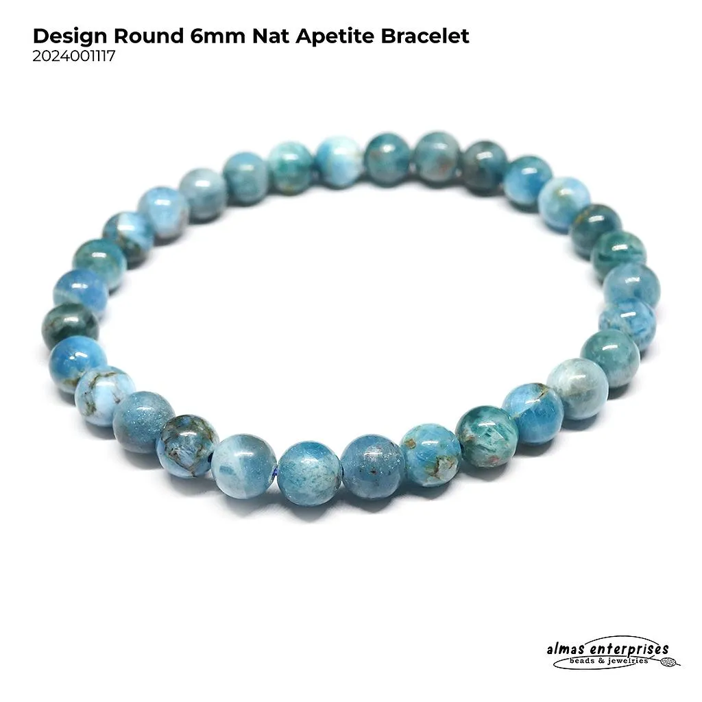 [2024001117] Design Round Natural Apatite Bracelet (6mm)
