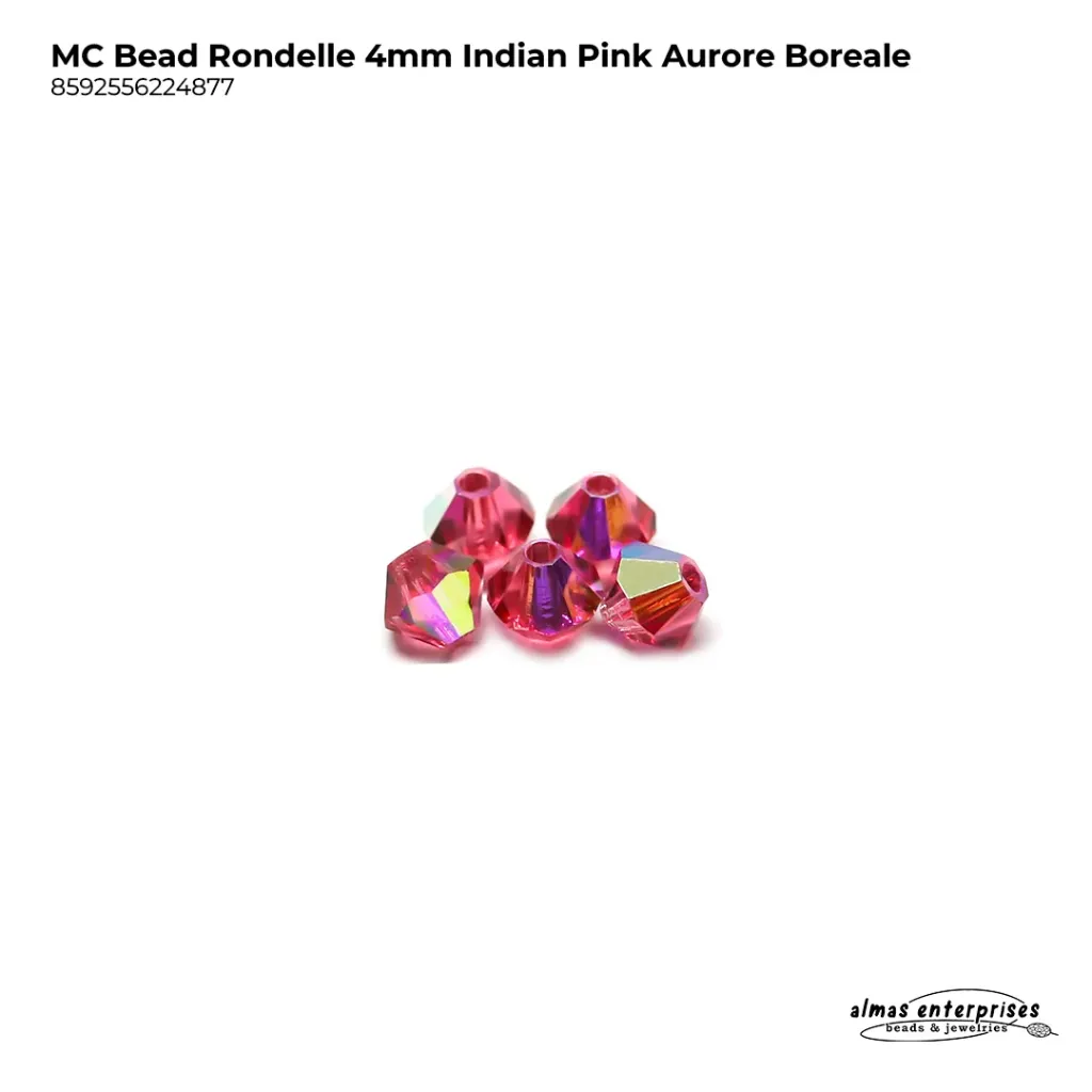 MC Bead Rondelle 4mm Indian Pink AB