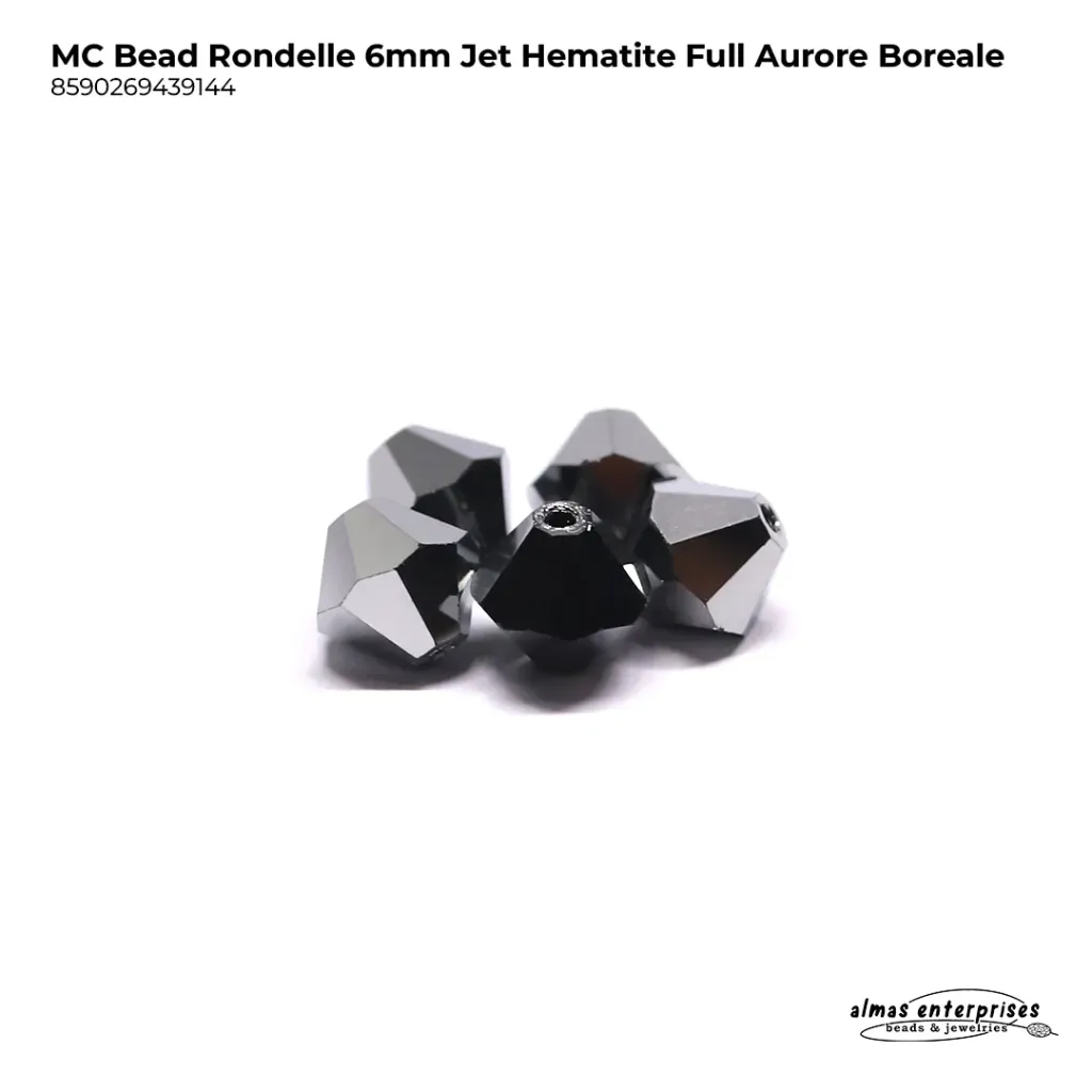 MC Bead Rondelle 6mm jet Hem-f