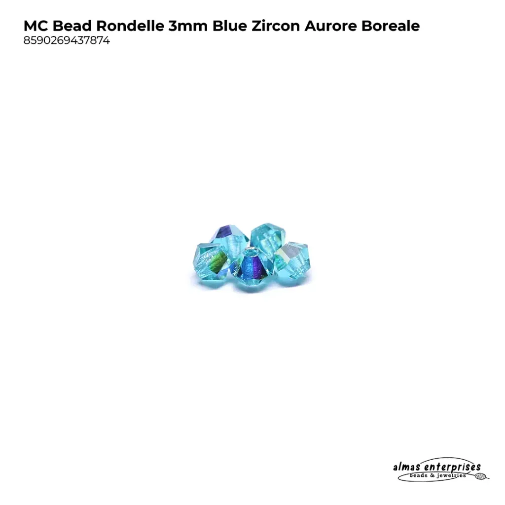 MC Bead Rondelle 3mm Blue Zircon AB