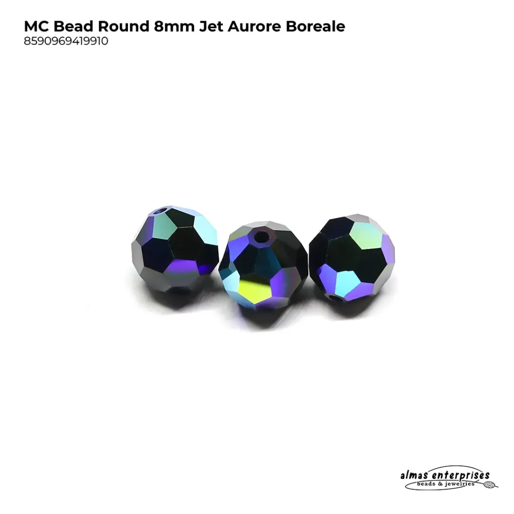 [8590969419910] MC Bead Round 8mm Jet AB