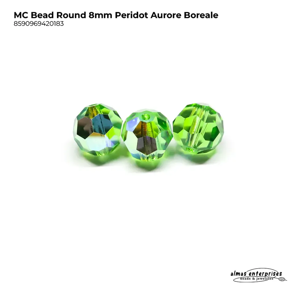 [8590969420183] MC Bead Round 8mm Peridot AB