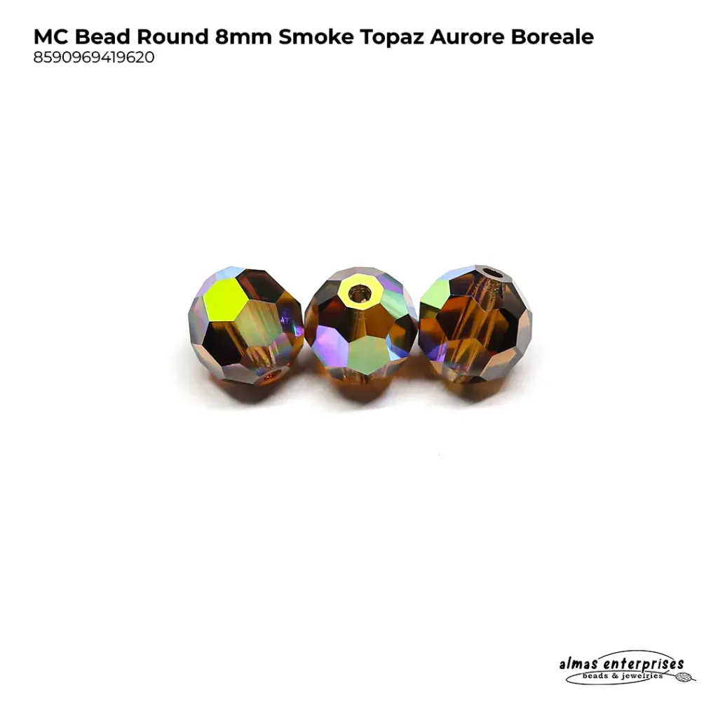 [8590969419620] MC Bead Round 8mm Smoke Topaz AB