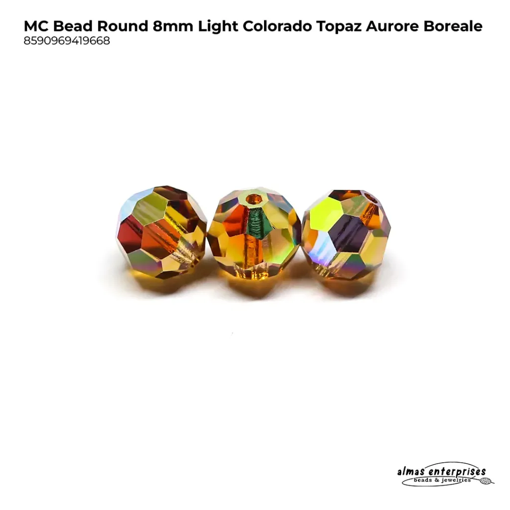 [8590969419668] MC Bead Round 8mm Lt. Col. Topaz AB