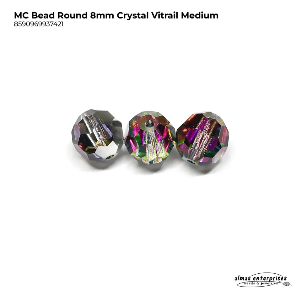 [8590969937421] MC Bead Round 8mm Crystal VM