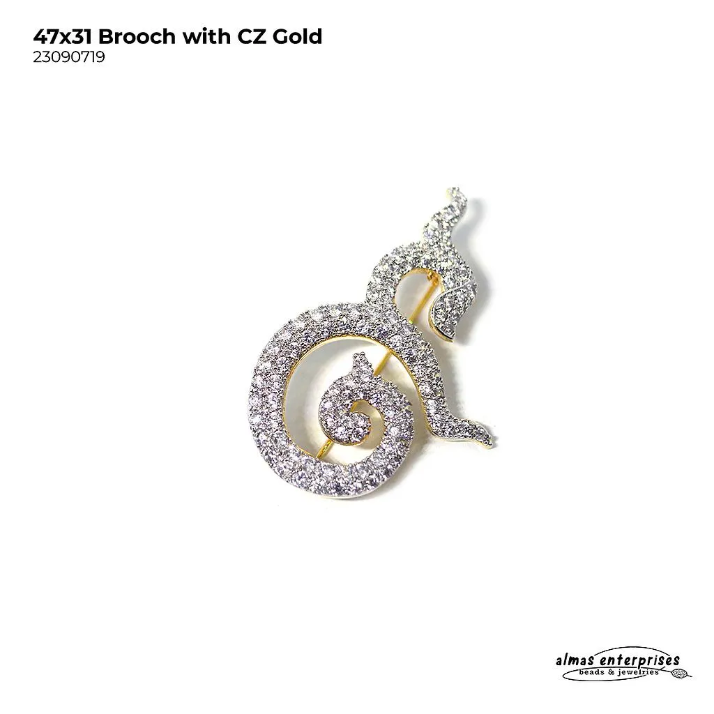 Brooch With CZ Gold