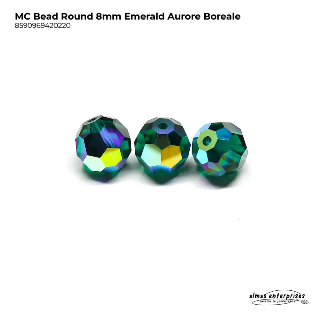 [8590969420220] MC Bead Round 8mm Emerald AB