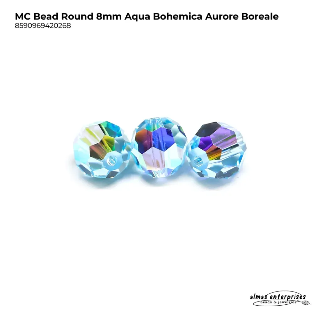 [8590969420268] MC Bead Round 8mm Aqua Bohemica AB