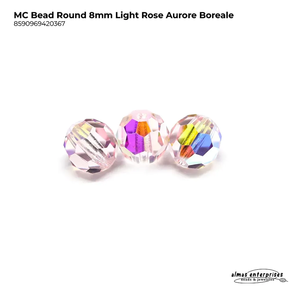 [8590969420367] MC Bead Round 8mm Lt. Rose AB