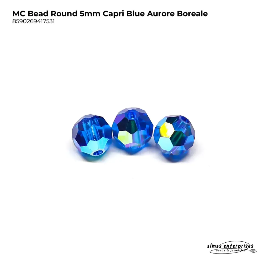 [8590269417531] MC Bead Round 5mm Capri Blue AB