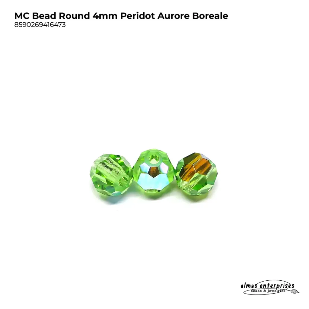 [8590269416473] MC Bead Round 4mm Peridot AB
