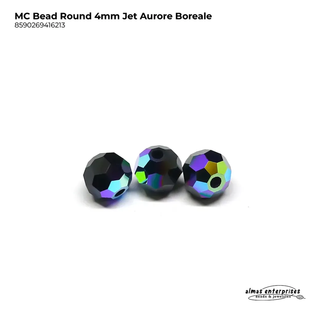 [8590269416213] MC Bead Round 4mm Jet AB