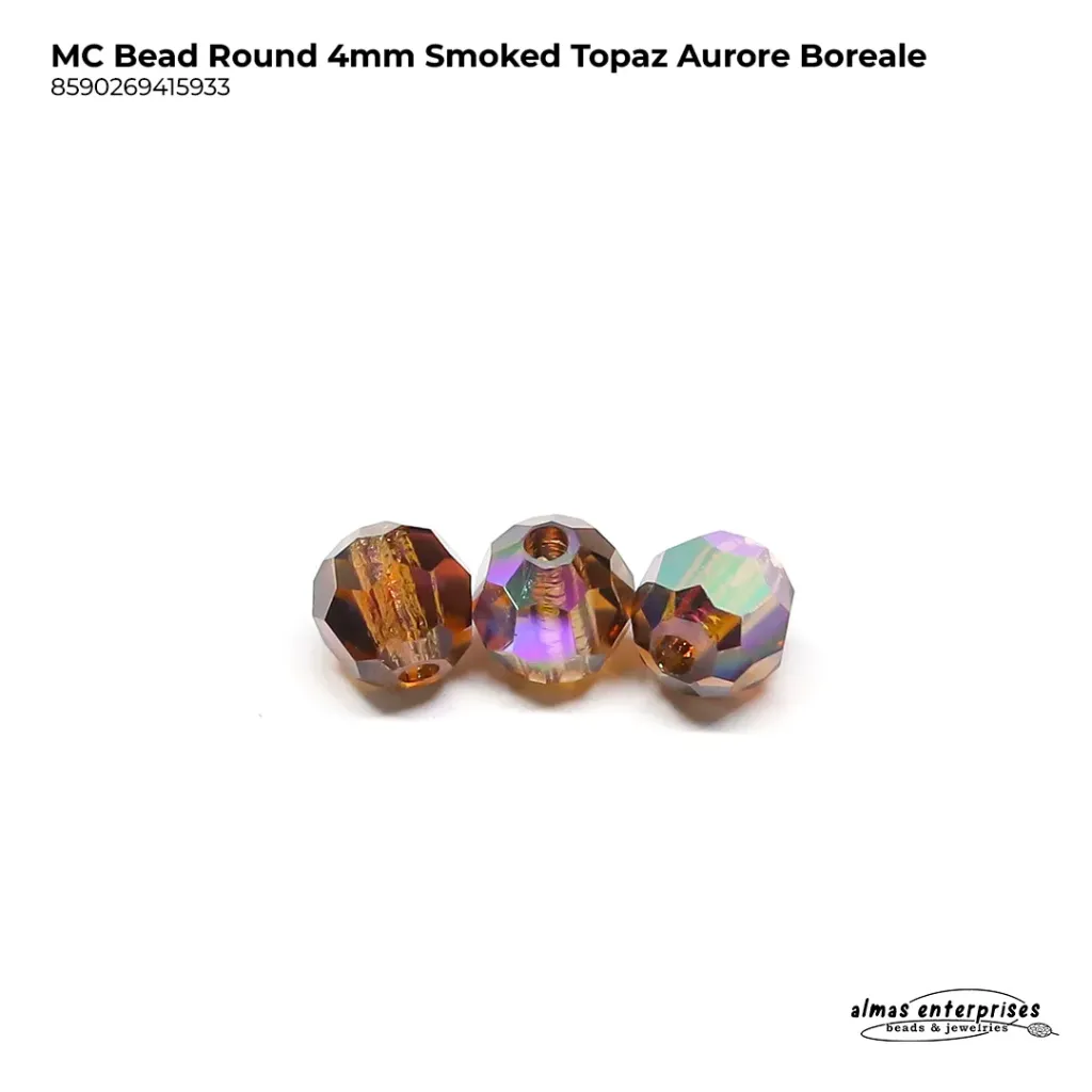 [8590269415933] MC Bead Round 4mm Smoked Topaz AB