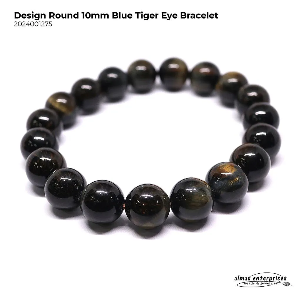Design Round Blue Tiger Eye Bracelet