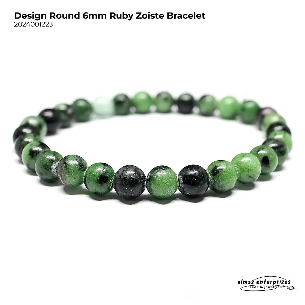 [2024001223] Design Round Ruby Zoisite Bracelet (6mm)