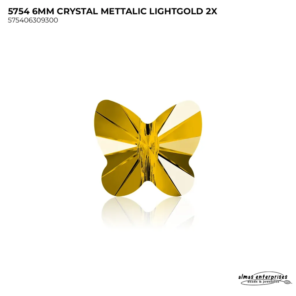 [575406309300] 5754 6MM CRYSTAL METTALIC LIGHTGOLD 2X