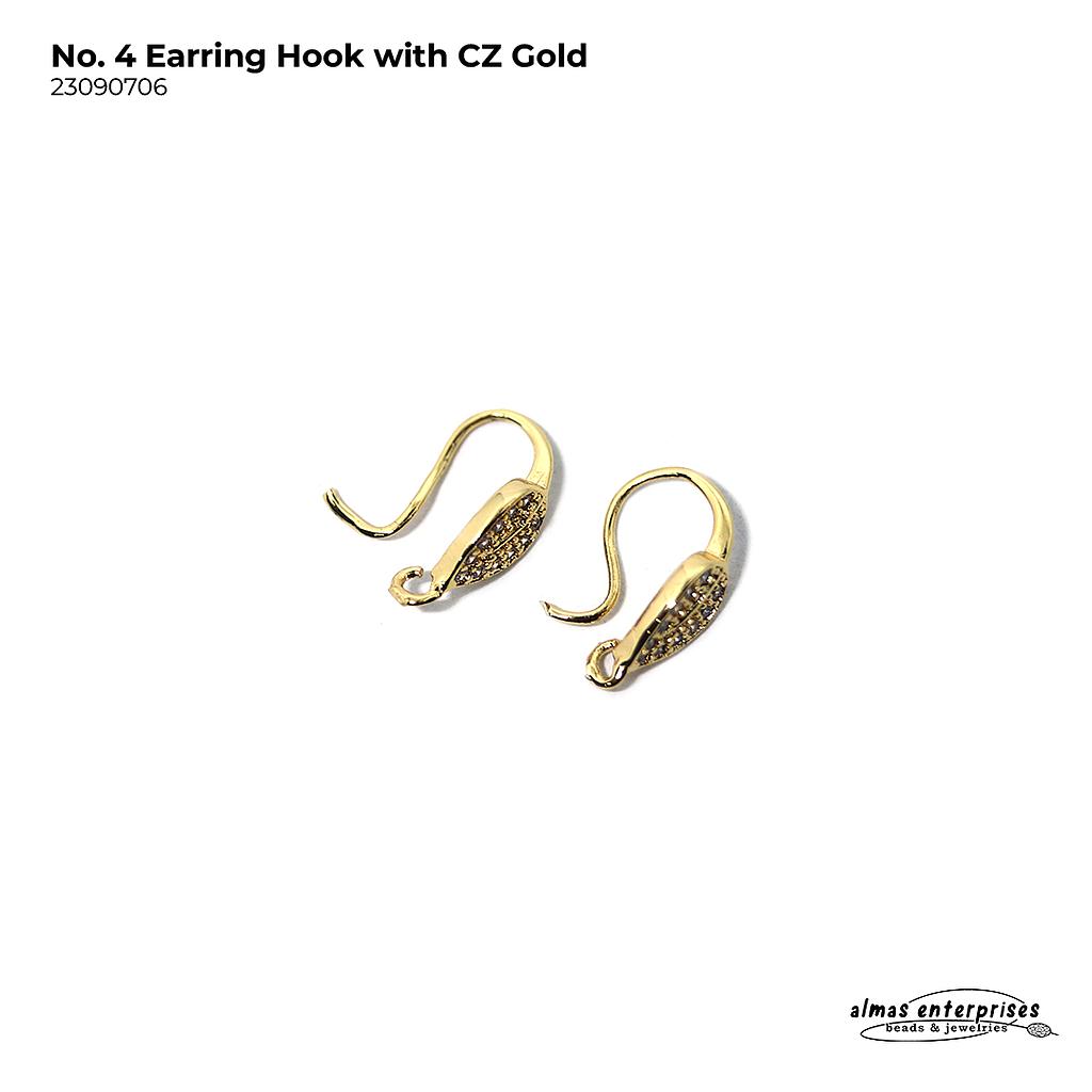 No.4 Earring Hook With CZ/pair