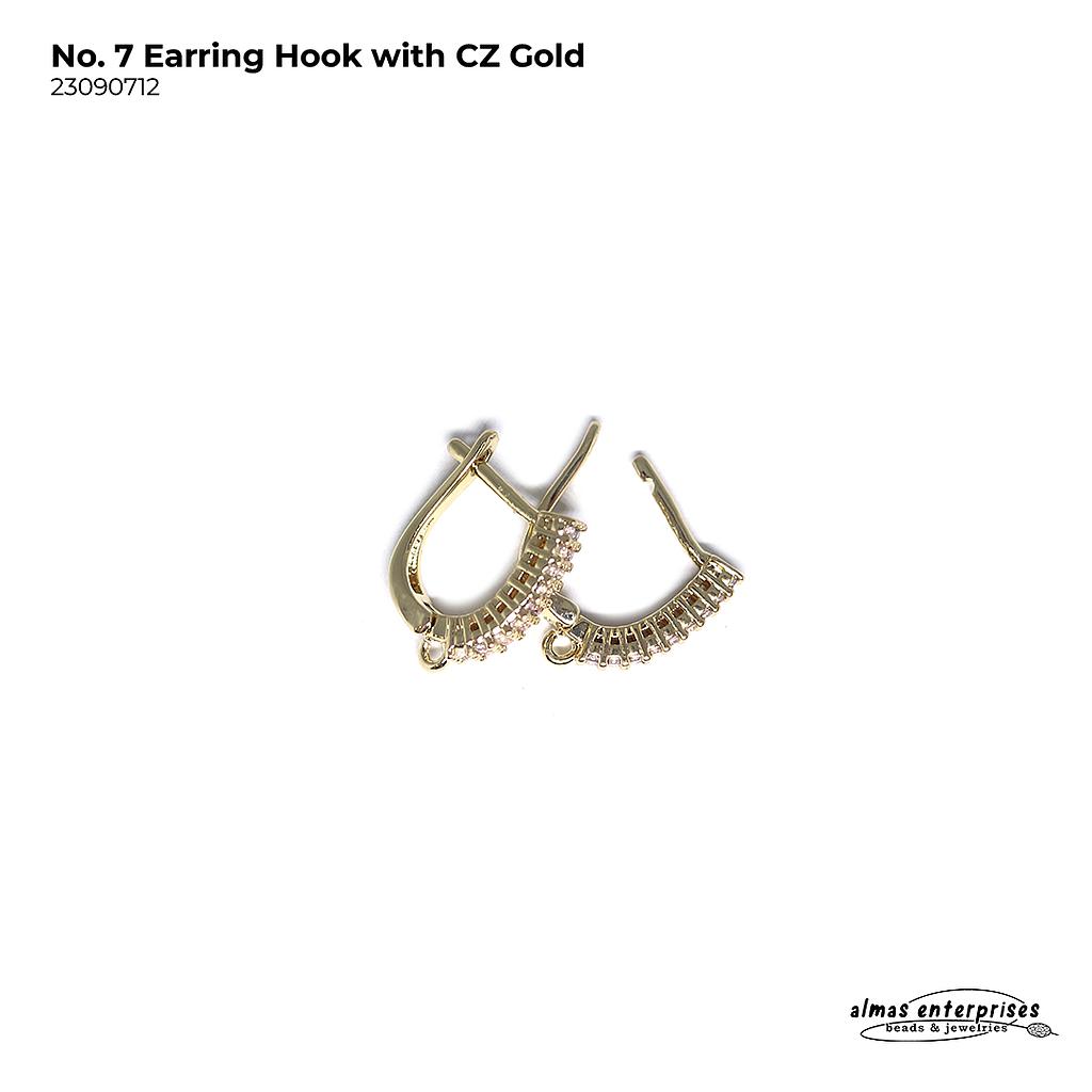 No.7 Earring Hook With CZ