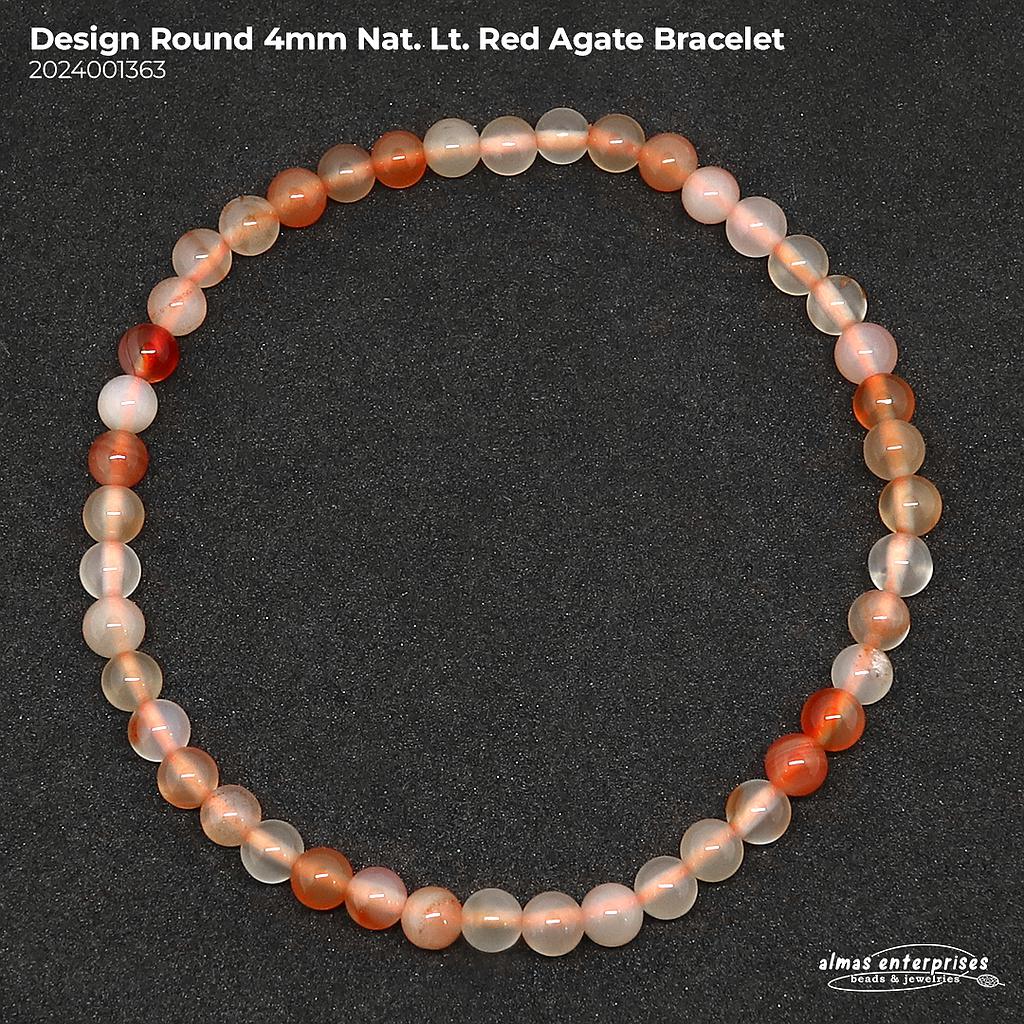 Design Round Nat. Lt. Red Agate Bracelet
