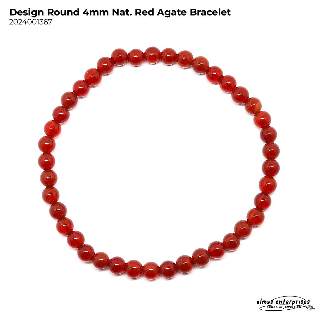 Design Round Nat Red Agate Bracelet
