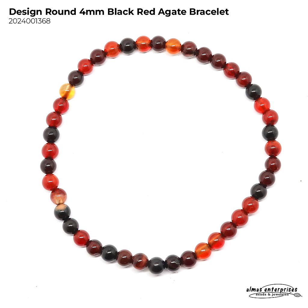 Design Round Black Red Agate Bracelet