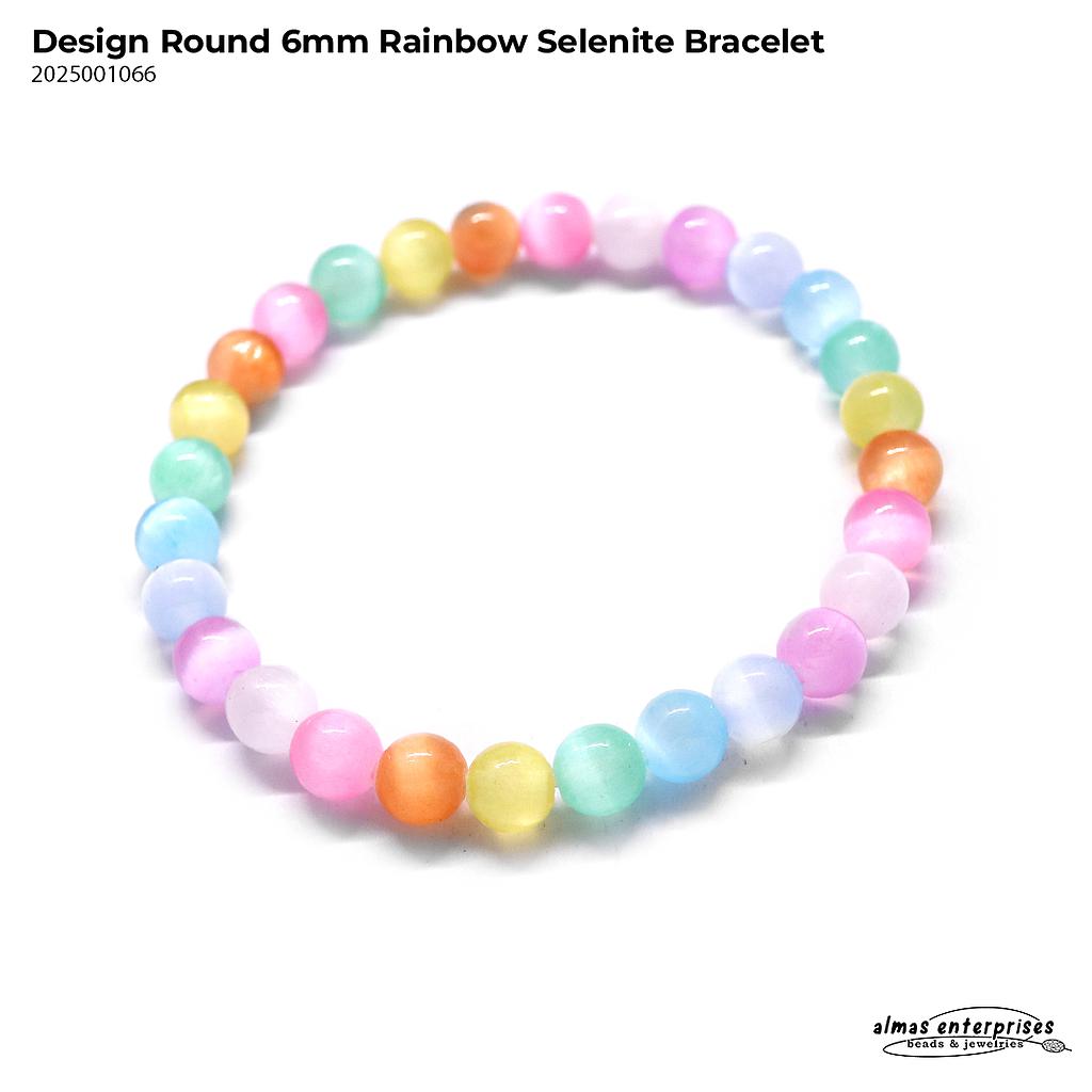 Design Round Rainbow Selenite Bracelet