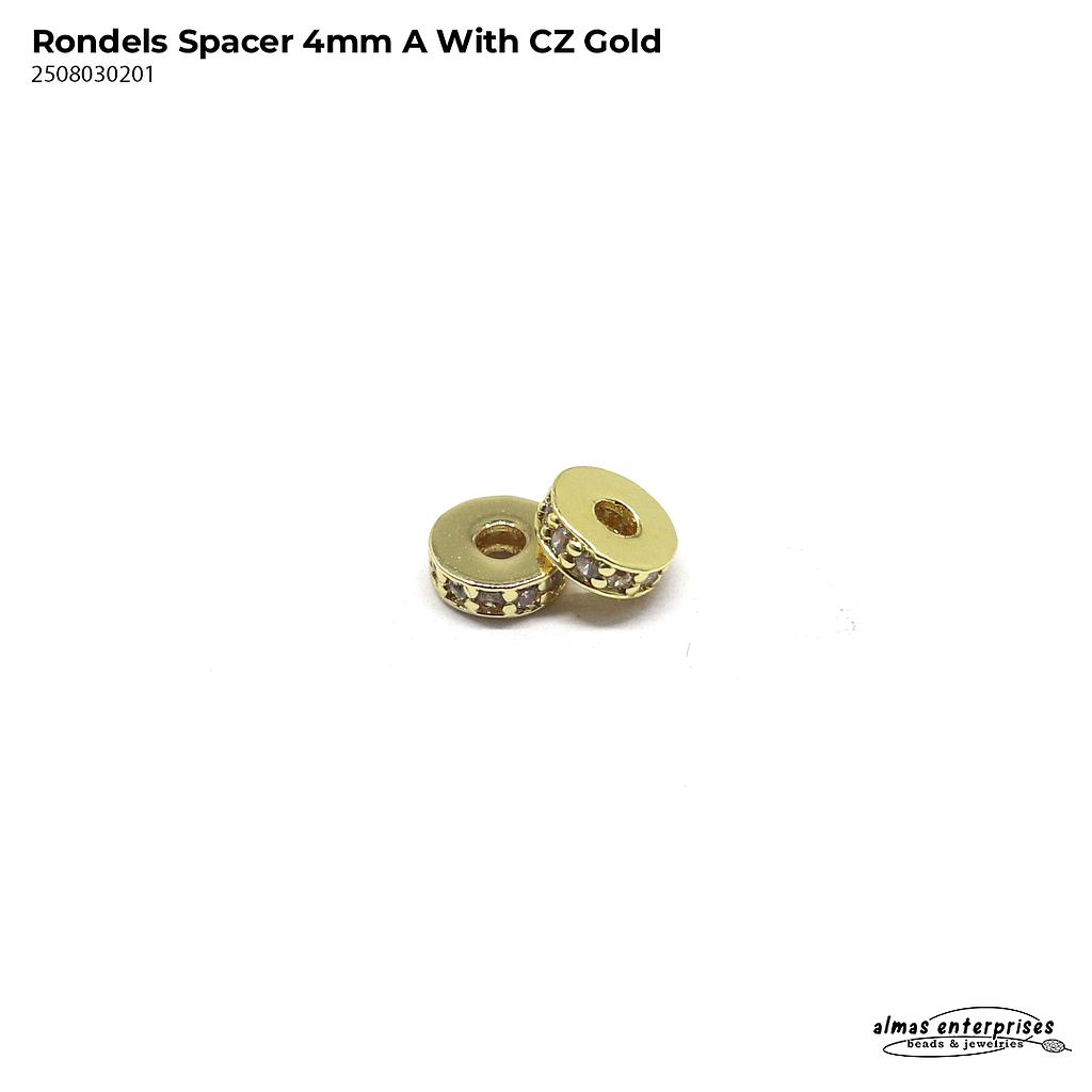4mm Rondels Spacer with CZ (A)/2pcs
