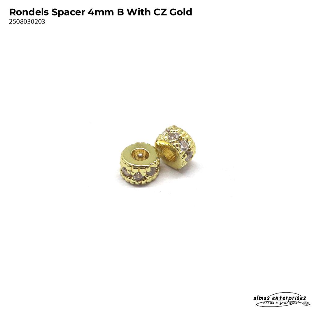 4mm Rondels Spacer with CZ (B)/2pcs