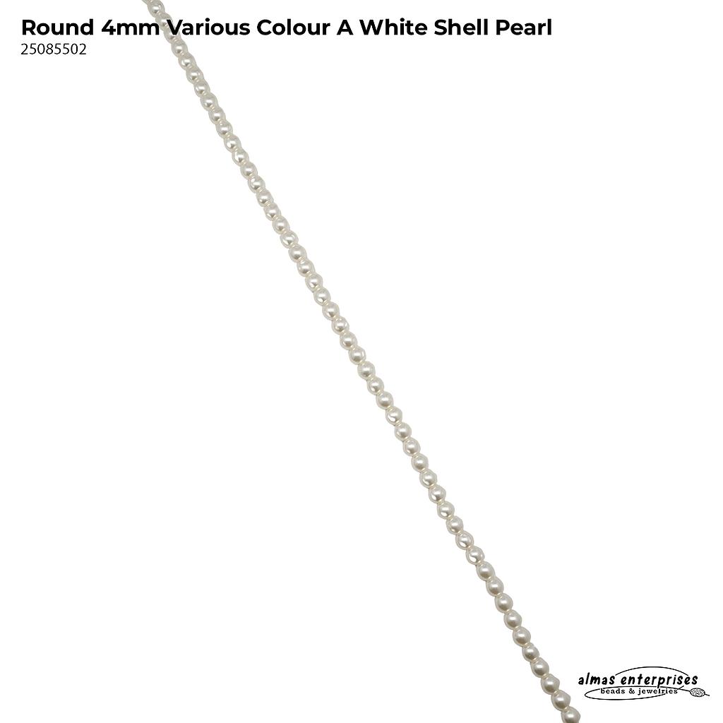 Round 4mm Various  Colour A Shell Pearl