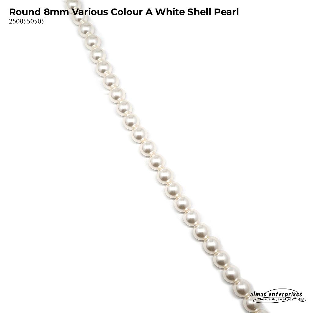 Round 8mm Various  Colour A Shell Pearl