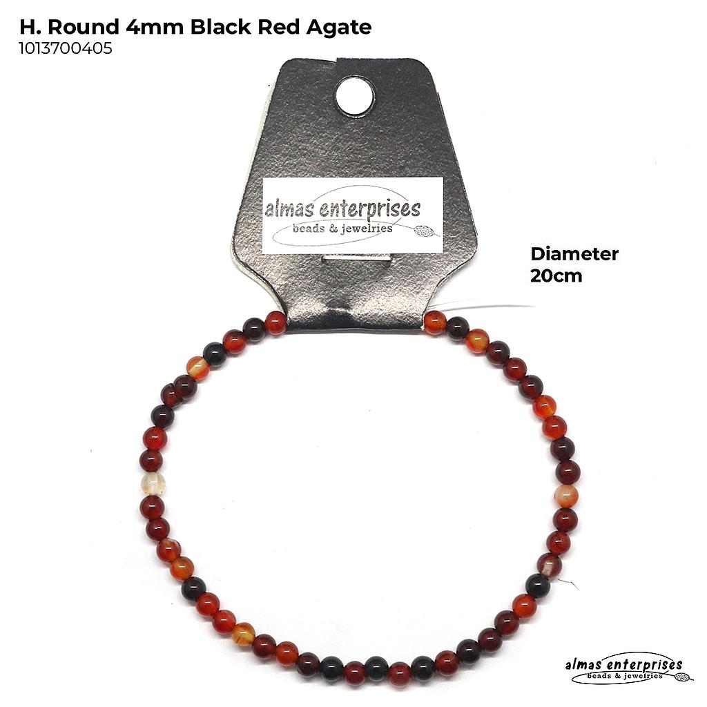 H. Round Black Red Agate